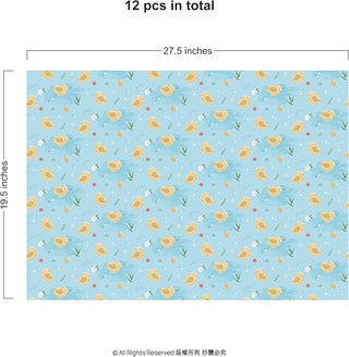 Baby Chicken Gift Wrap Pastel Blue Farm Theme Birthday Decorations (12 Pcs)