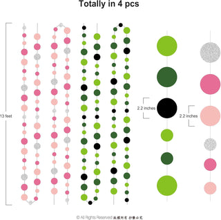 Green Pink Dot Garlands Wicked Theme Birthday Decorations (4 Pcs)