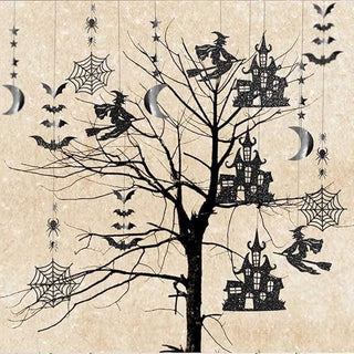 Halloween Glitter Clearance Gothic Witch Hanging Banner Party Supplies (15 Pcs)