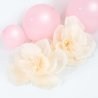 Pastel Pink Balloon Garland Arch Kit with Pearls and Paper Flowers (109 Pcs)