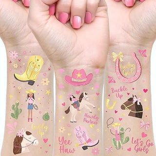 Cheerland Cowgirl Temporary Tattoos for Girls Birthday Party (108 Pcs)