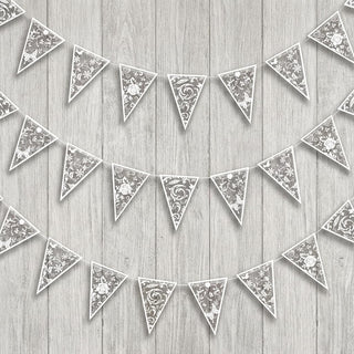 White Triangle Floral Lace Pennant Banner (4 Pcs)