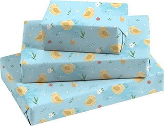 Baby Chicken Gift Wrap Pastel Blue Farm Theme Birthday Decorations (12 Pcs)