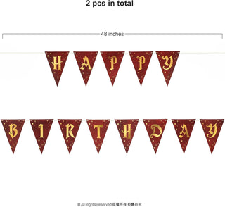 Burgundy Wizard Medieval Gold Happy Birthday Banner (2 Pcs)