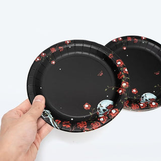 Halloween Plates with Red Rose Skull Eyeballs And Butterfly (24pcs)