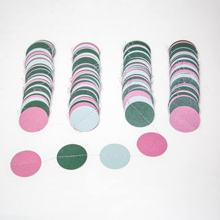 Soft Blue Rose Pink Dark Green Circle Garlands (4 Pcs)