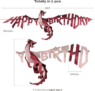 Medieval Dragon Hanging Happy Birthday Banner (6 Pcs)