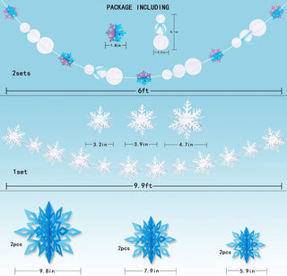 3D Snowflake Garlands Set in Blue, White and Purple (6pcs) 7