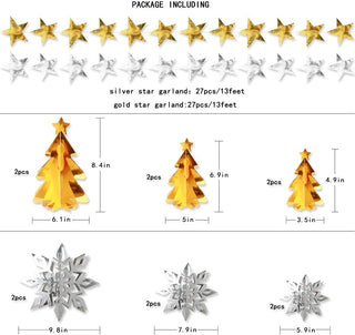 3D Christmas Tree Garlands Set in Gold and Silver (6pcs) 7