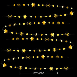 Gold Snowflakes Metallic Paper Garland for Christmas (52Ft) 7