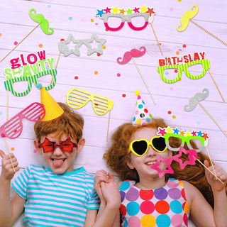 12pcs Neon Theme Birthday Photo Booth Props  4