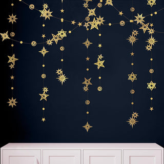Glitter Gold Star Celestial Garlands (6 pcs)