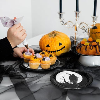 Halloween Gothic Crow and Moon Paper Plates (24 Pcs)