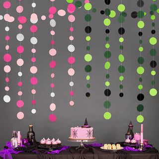Green Pink Dot Garlands Wicked Theme Birthday Decorations (4 Pcs)