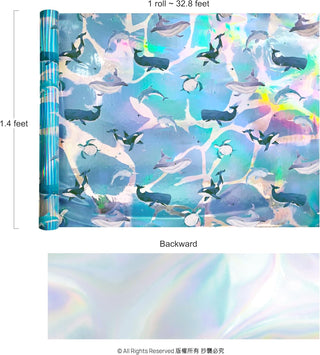 Iridescent Foil Sea Creature Gift Wrap (32.80 ft)