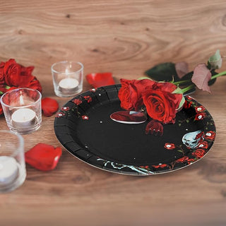 Halloween Plates with Red Rose Skull Eyeballs And Butterfly (24pcs)