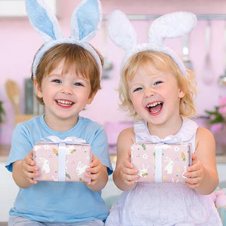 Easter Bunny Gift Wrap Cute Pastel Pink Party Supplies (12 Pcs)