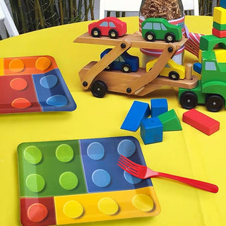 Building Blocks Birthday Party Plates Rectangle (48 Pcs)