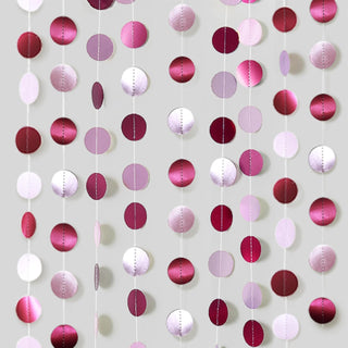 Pink Burgundy Circle Dots Maroon Garlands (4 Pcs)