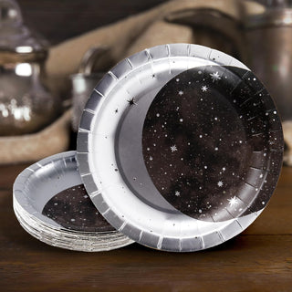 Silver Moon Space Party Plates (24 Pcs)