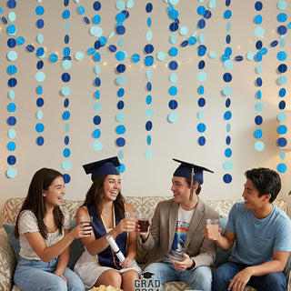Mermaid Theme Party Blue Circle Dot Garlands (52ft)