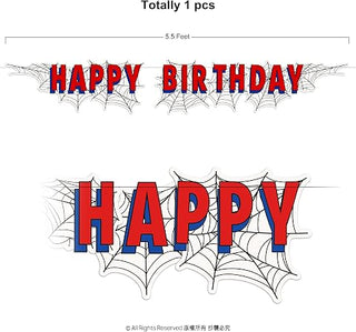 Happy Birthday Spider Banner Theme Party Decorations