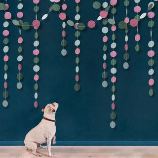 Soft Blue Rose Pink Dark Green Circle Garlands (4 Pcs)