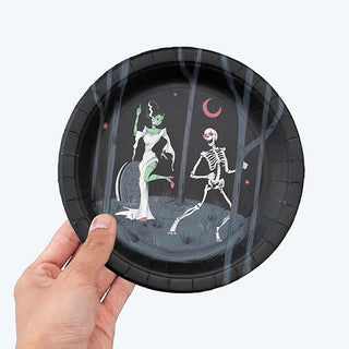 Rose Skeleton Halloween Monster Bash Paper Plates (24 Pcs)