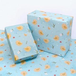 Baby Chicken Gift Wrap Pastel Blue Farm Theme Birthday Decorations (12 Pcs)