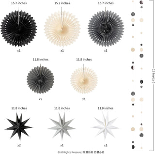 Black White Star Party Decorations Gothic Summerween (10 Pcs)