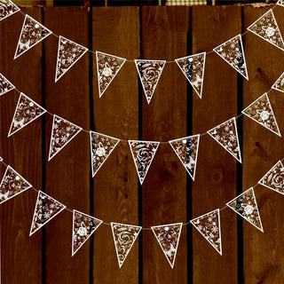 White Triangle Floral Lace Pennant Banner (4 Pcs)