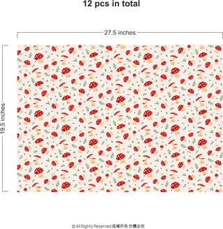 Mushroom Wrapping Paper Woodland Gift Wrap (12 Sheets)