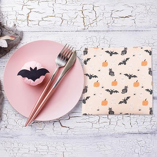 Pastel Halloween Napkin with Pumkin Bat Cat and Ghost (50pcs)
