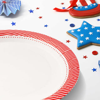 Independence Day Paper Plates Set 24pcs 7-Inch in Red Blue & White