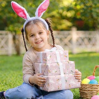 Easter Bunny Gift Wrap Cute Pastel Pink Party Supplies (12 Pcs)