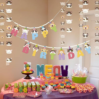 Cats Party Decorations Birthday Banner (6 Pcs)