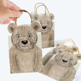 Brown Bear Gift Bags Cute Woodland Themed Party Decorations (8 Pcs)