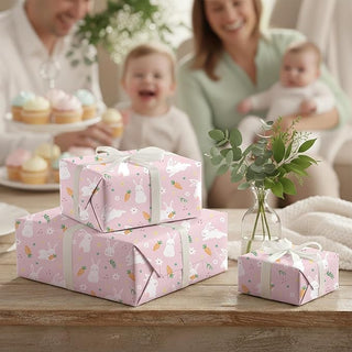 Easter Bunny Gift Wrap Cute Pastel Pink Party Supplies (12 Pcs)