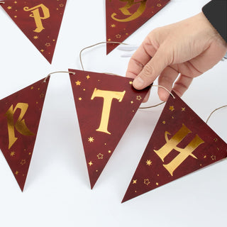 Burgundy Wizard Medieval Gold Happy Birthday Banner (2 Pcs)
