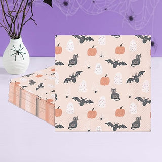 Pastel Halloween Napkin with Pumkin Bat Cat and Ghost (50pcs)