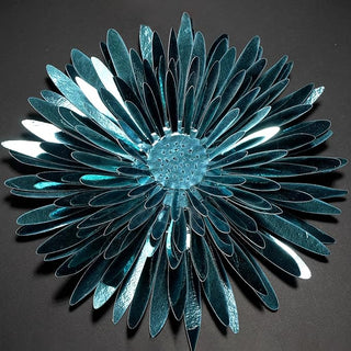 3D Teal Blue Flower Wall Stickers (40 pcs)