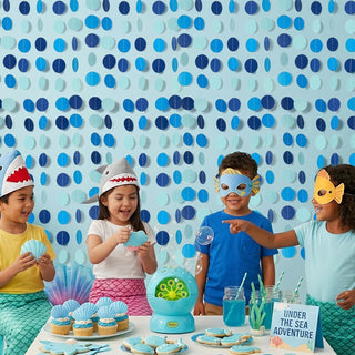 Mermaid Theme Party Blue Circle Dot Garlands (52ft)