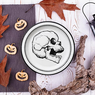 Gothic Skull Halloween Paper Plates (24 Pcs)