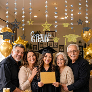 Gold, Silver and Black Graduation Cap Banners (13pcs)