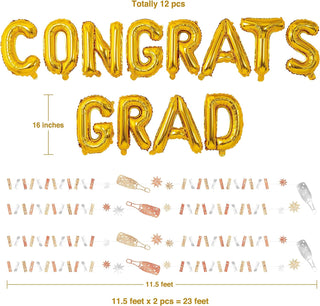 Gold Congrats Grad Letter Balloons and Banners (12pcs) 5