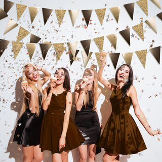 Champagne Leopard Cheetah Pennant Banner Flags (4 Packs)