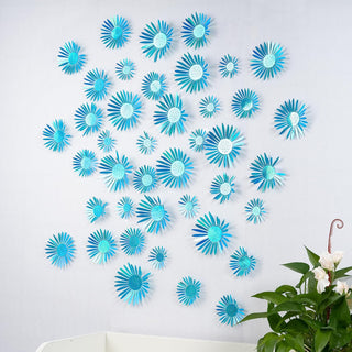 3D Blue Flower Wall Stickers (40 pcs)