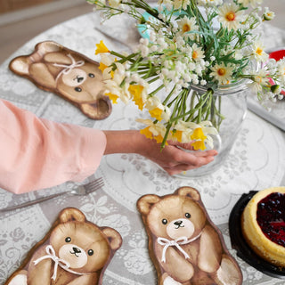 Brown Stuffed Bear Shaped Paper Plates (48 Pcs)