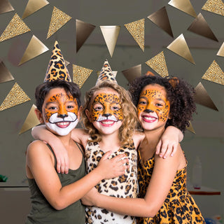 Champagne Leopard Cheetah Pennant Banner Flags (4 Packs)
