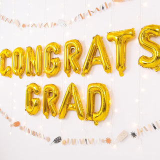 Gold Congrats Grad Letter Balloons and Banners (12pcs) 4